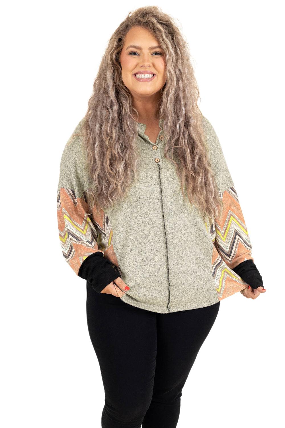 Plus Size Chevron Sleeves Top - L & M Kee, LLC