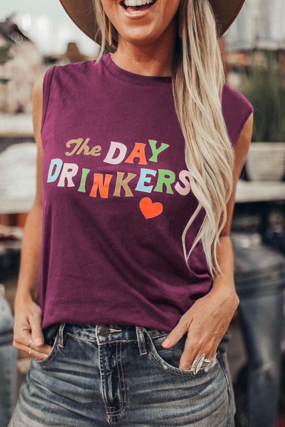 The DAY DRINKERS Letters Print Tank Top - L & M Kee, LLC