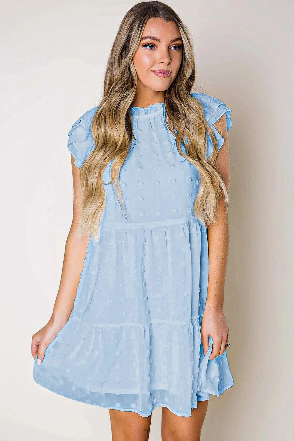 Swiss Dot Layered Mini Dress - L & M Kee, LLC