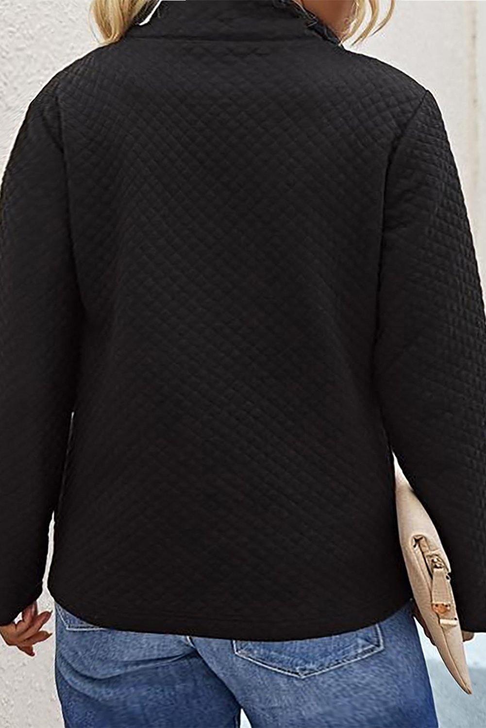 Plus Size Quilted Button Up Henley Sweatshirt - L & M Kee, LLC