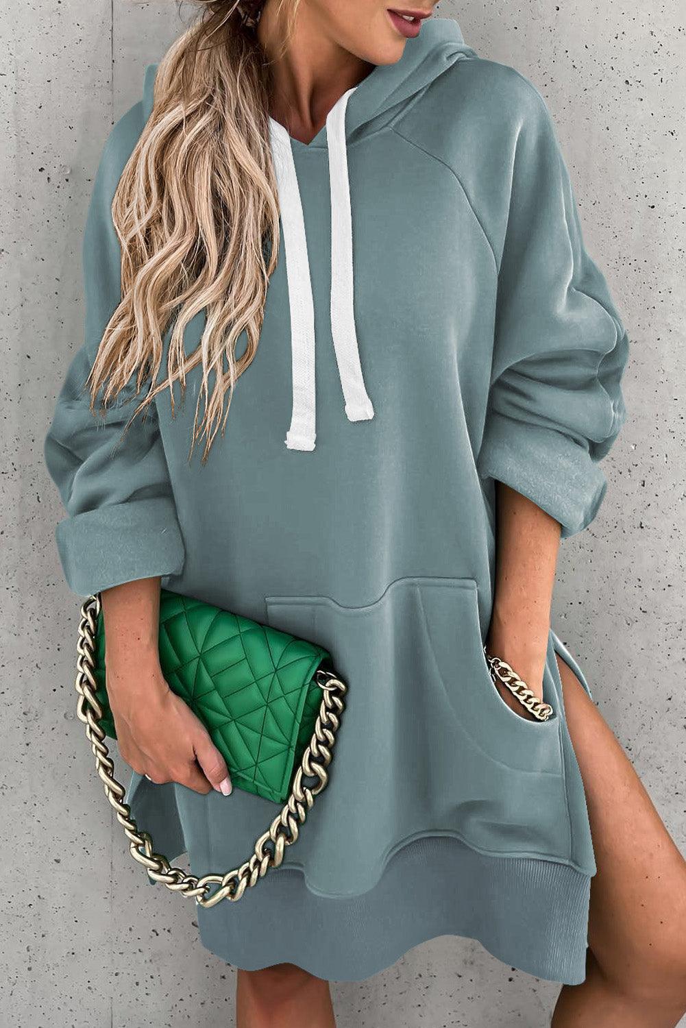 Kangaroo Pocket Oversized Hoodie with Slits - L & M Kee, LLC