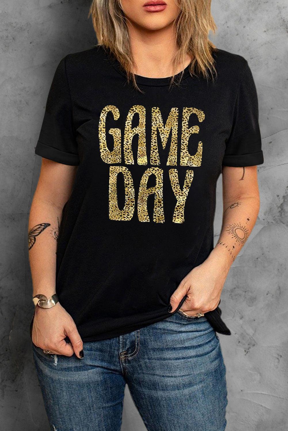 GAME DAY Leopard Print Short Sleeve T Shirt - L & M Kee, LLC