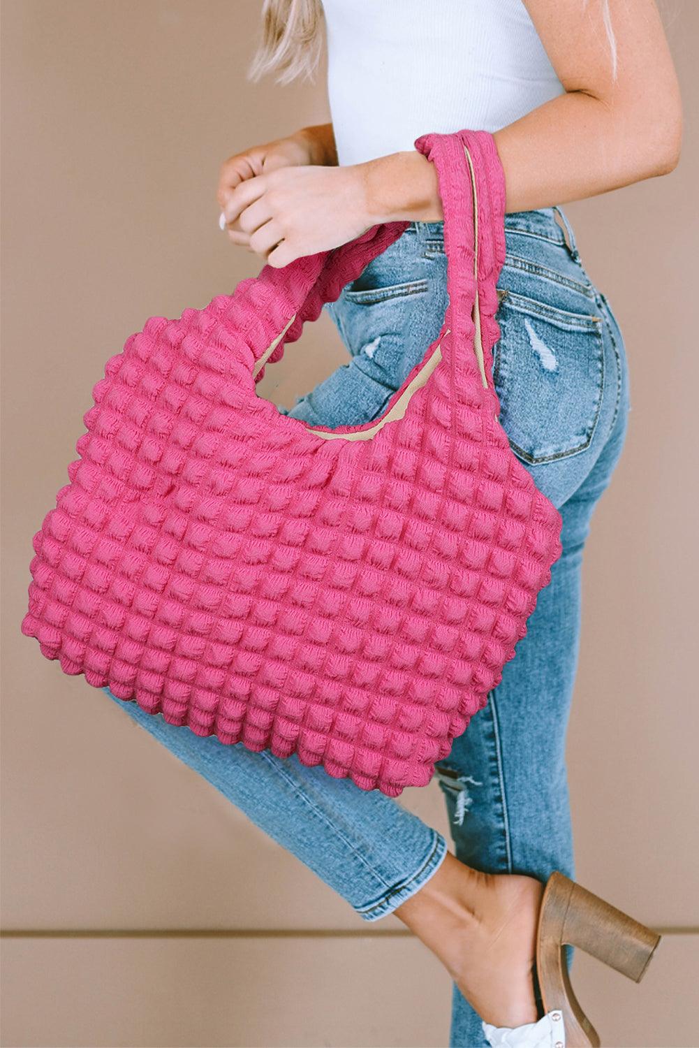 Textured Knitted One Shoulder Bag