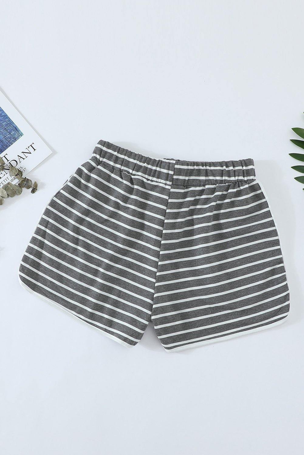 Disconnect Striped Cotton Blend Pocketed Shorts - L & M Kee, LLC