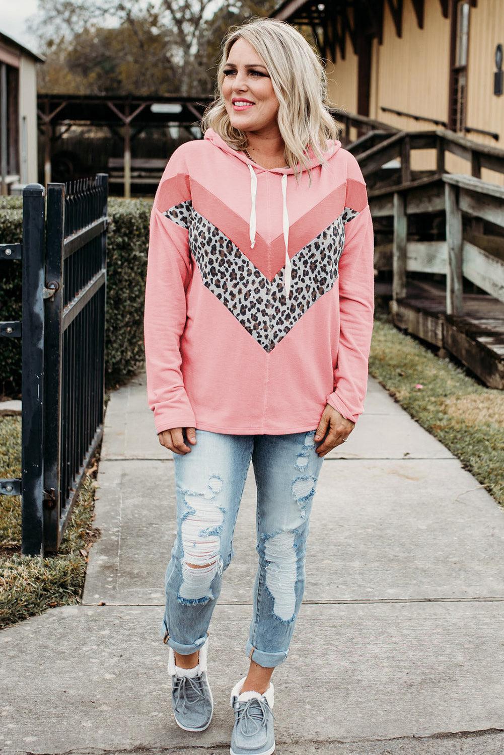 Plus Size Taupe Chevron Hooded Top - L & M Kee, LLC