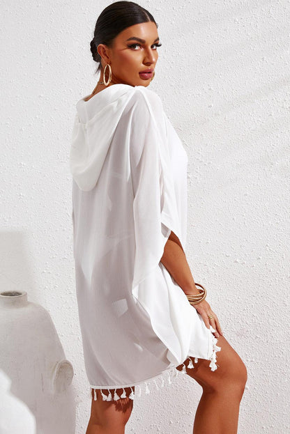 Tassel Hooded Oversized Beach Cover Up - L & M Kee, LLC