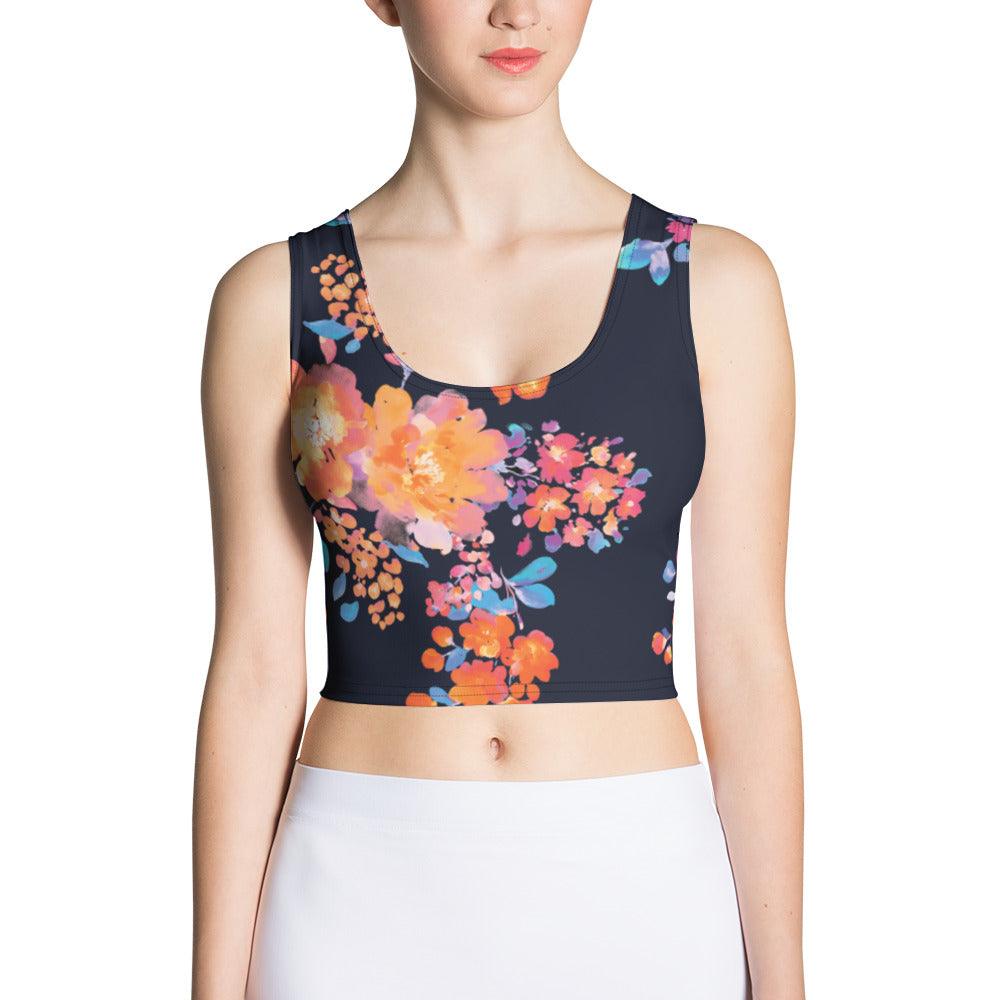 Dark Daisy Crop Top - L & M Kee, LLC