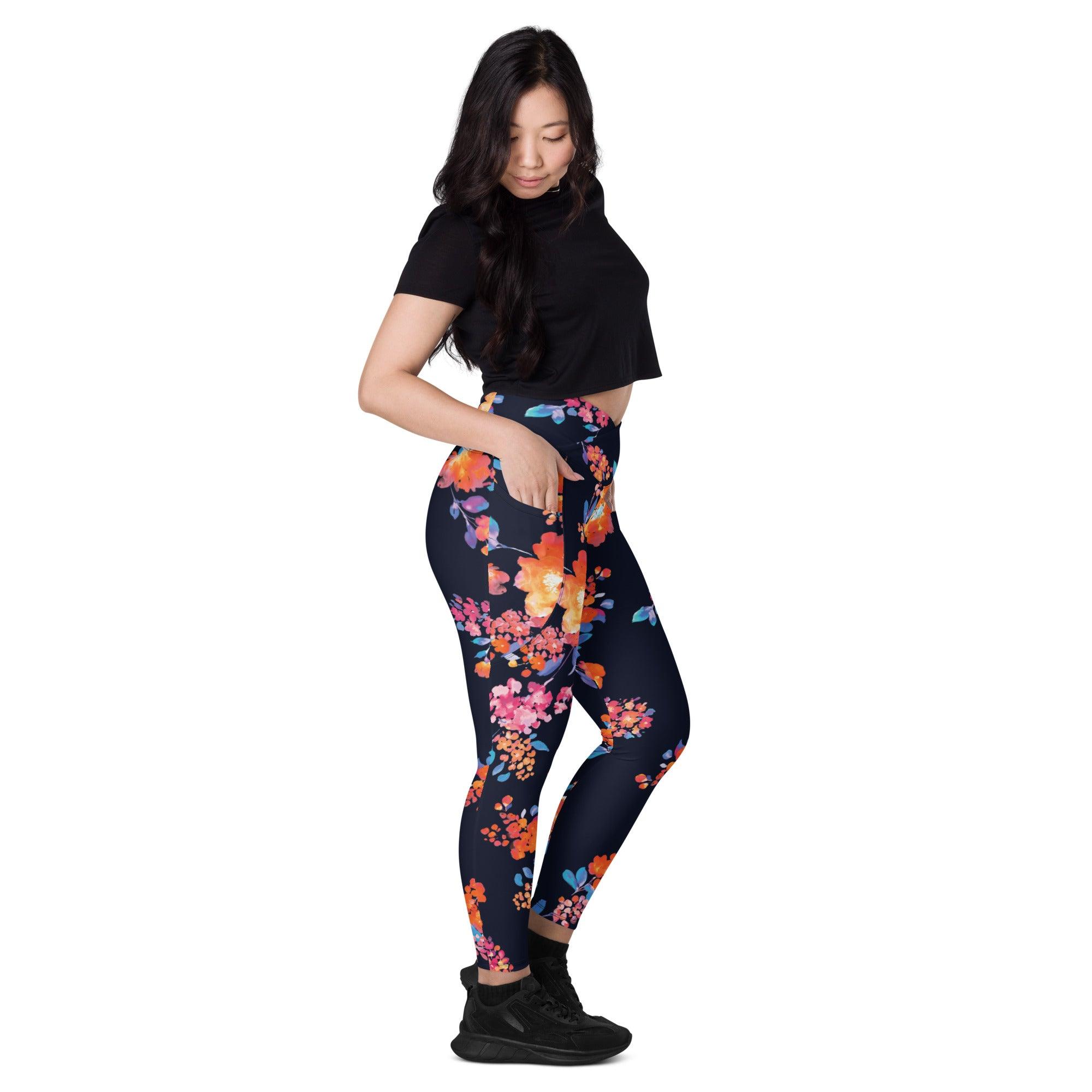Dark Daisy Leggings with Pockets - L & M Kee, LLC