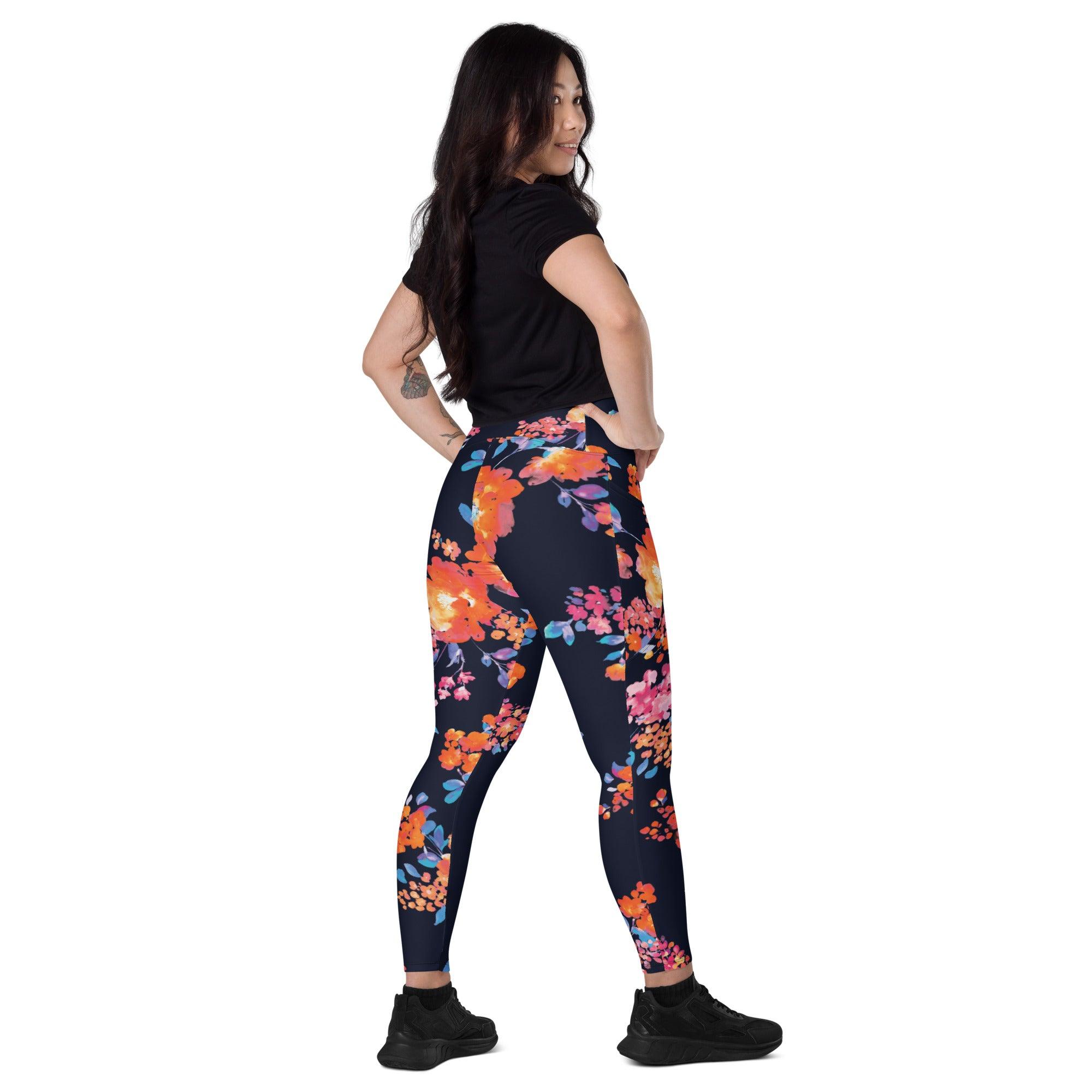 Dark Daisy Leggings with Pockets - L & M Kee, LLC