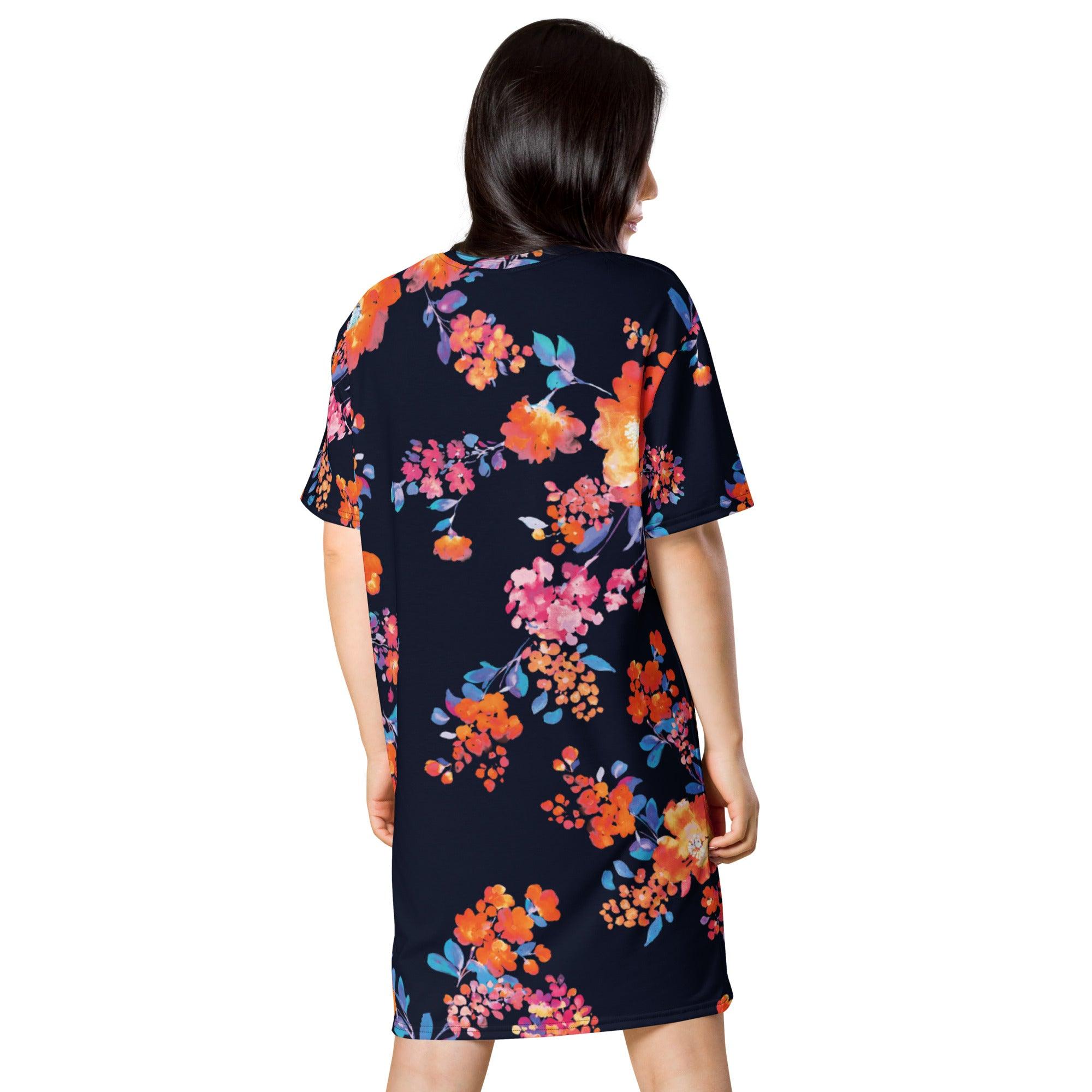 Dark Daisy T-Shirt Dress - L & M Kee, LLC
