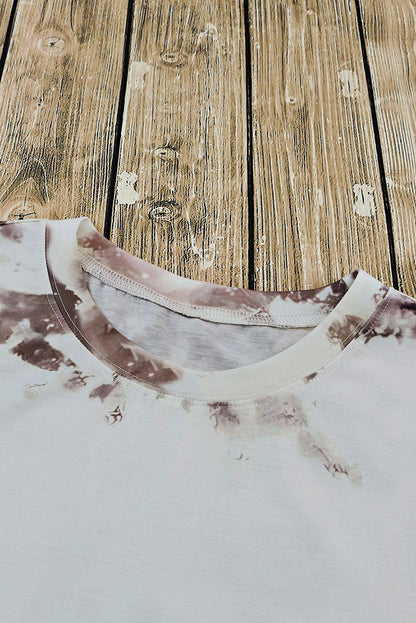 Blank Apparel- Bleached Tie-dye Print Short Sleeve Top - L & M Kee, LLC