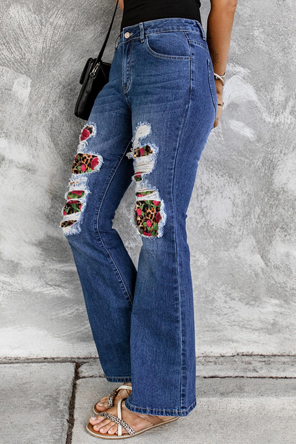 High Waist Distressed Bell Jeans - L & M Kee, LLC