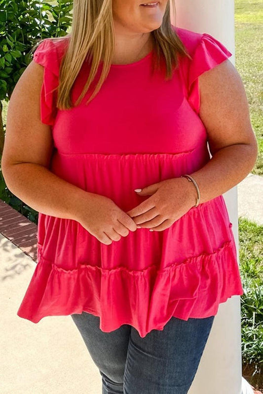 Layered Ruffle Plus Size Tank Top - L & M Kee, LLC