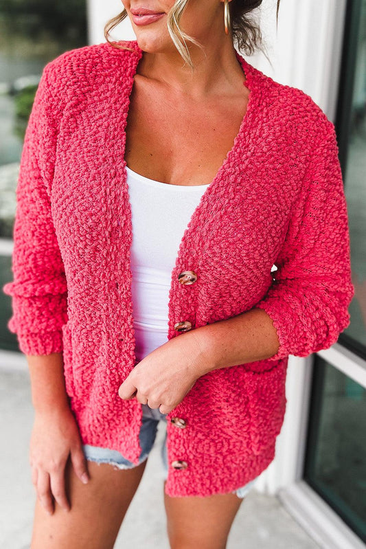 Plus Size Popcorn Buttons Cardigan - L & M Kee, LLC