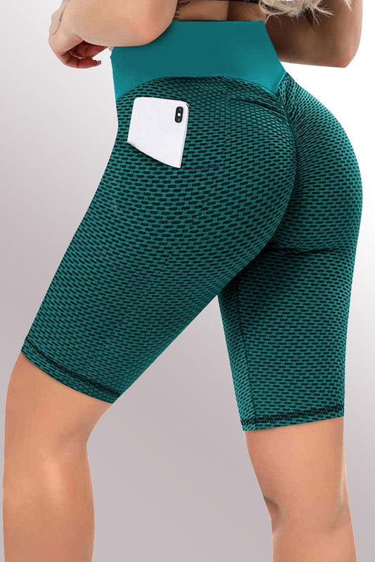 Side Pockets Ruched Butt Lifting Yoga Shorts - L & M Kee, LLC