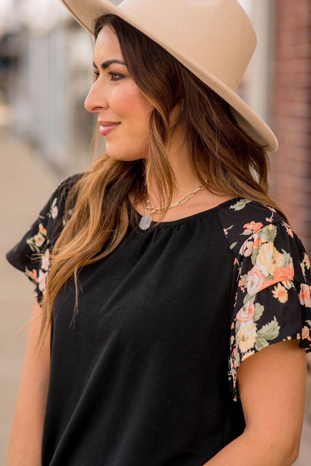 Floral Tiered Short Sleeve T Shirt