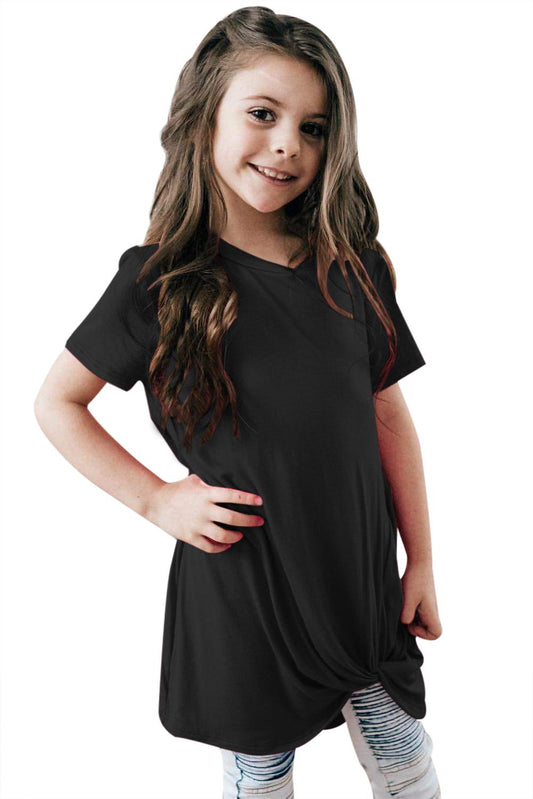 Twist Drape Short Sleeve Tee for Girls - L & M Kee, LLC