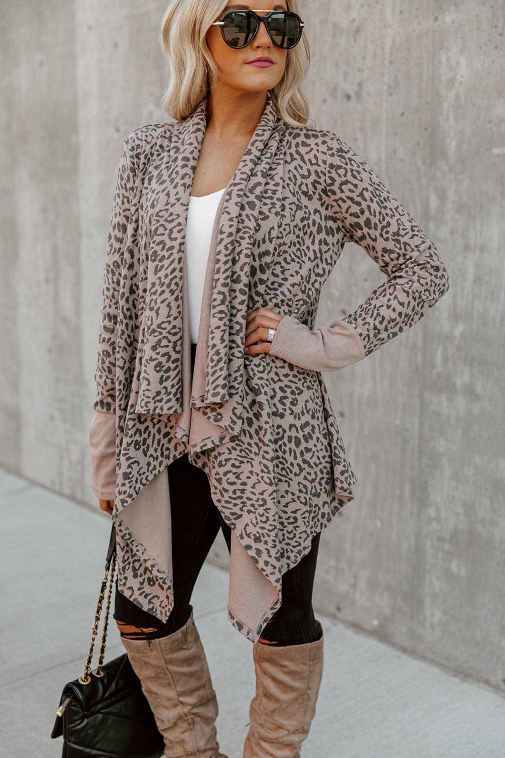 Leopard Open Front Cardigan - L & M Kee, LLC