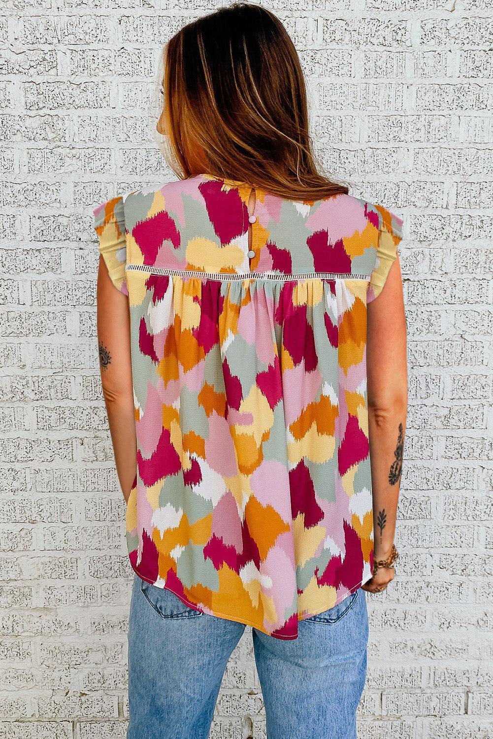 Multicolor Abstract Printed Flutter Tank - L & M Kee, LLC