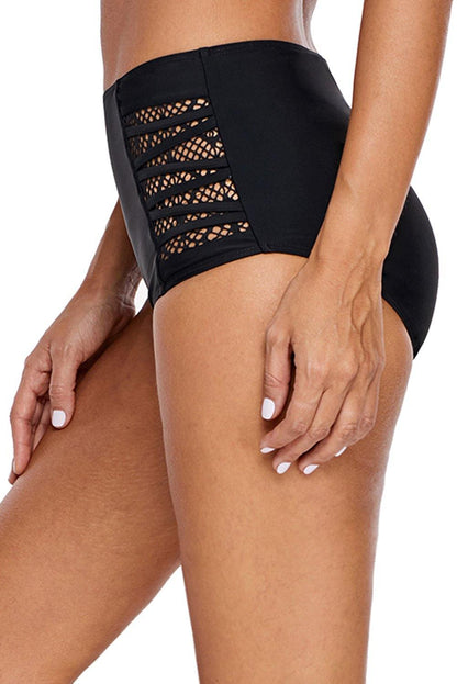 Strappy Lace Panel Aside Swim Bottom - L & M Kee, LLC