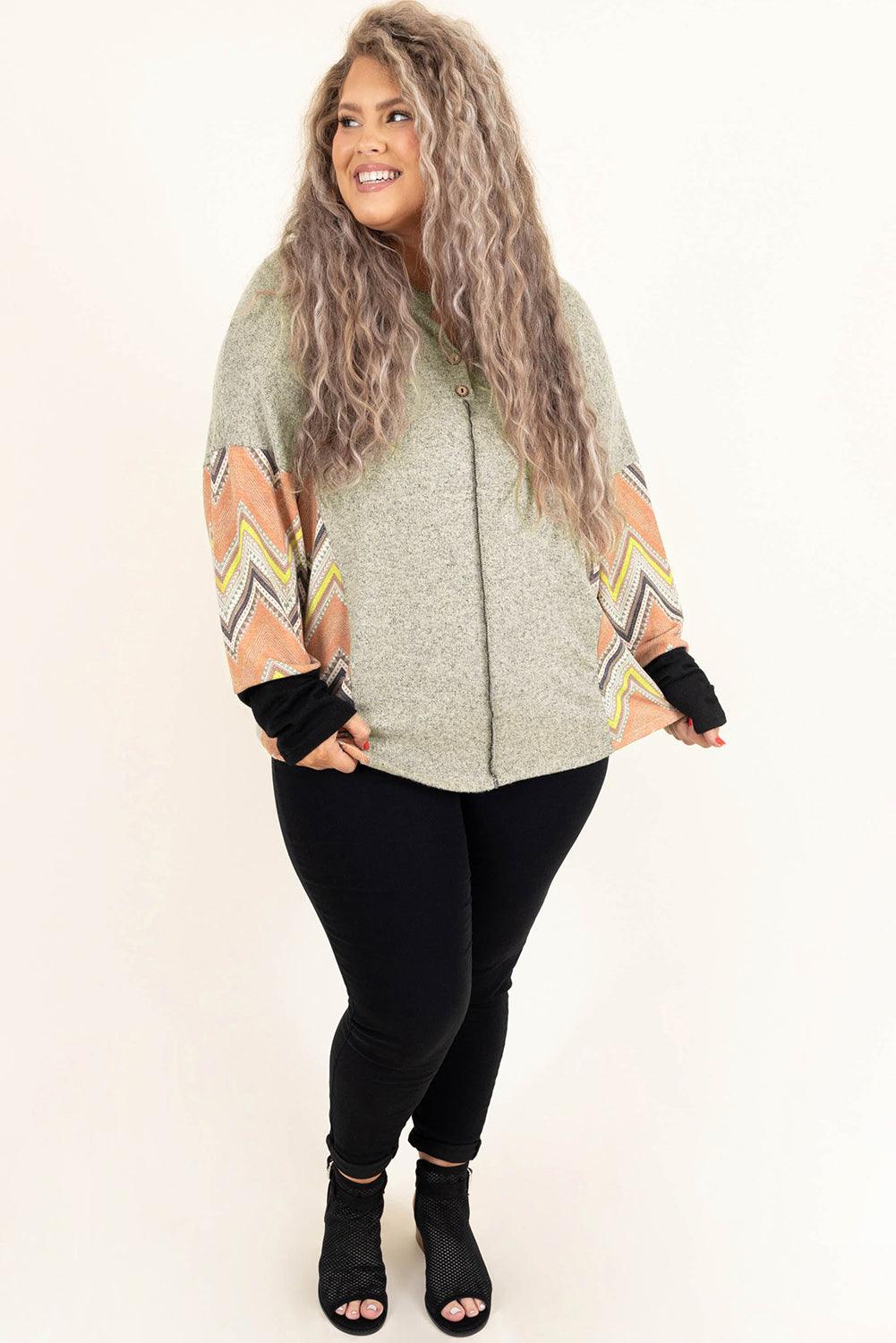 Plus Size Chevron Sleeves Top - L & M Kee, LLC