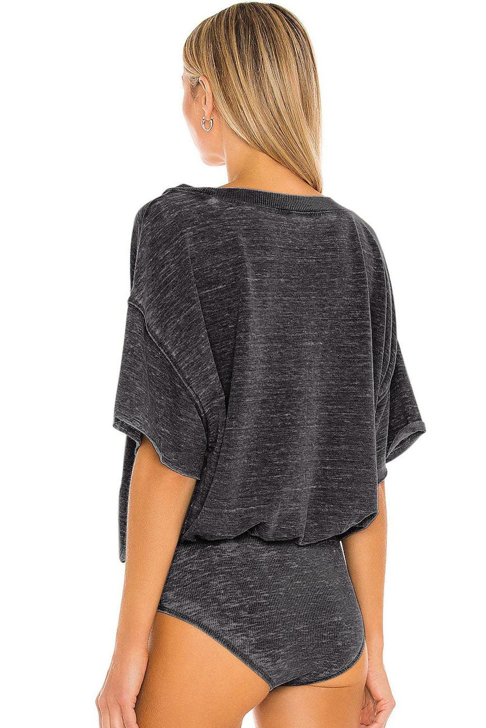 Drop Shoulder Sleeve Oversize Bodysuit - L & M Kee, LLC