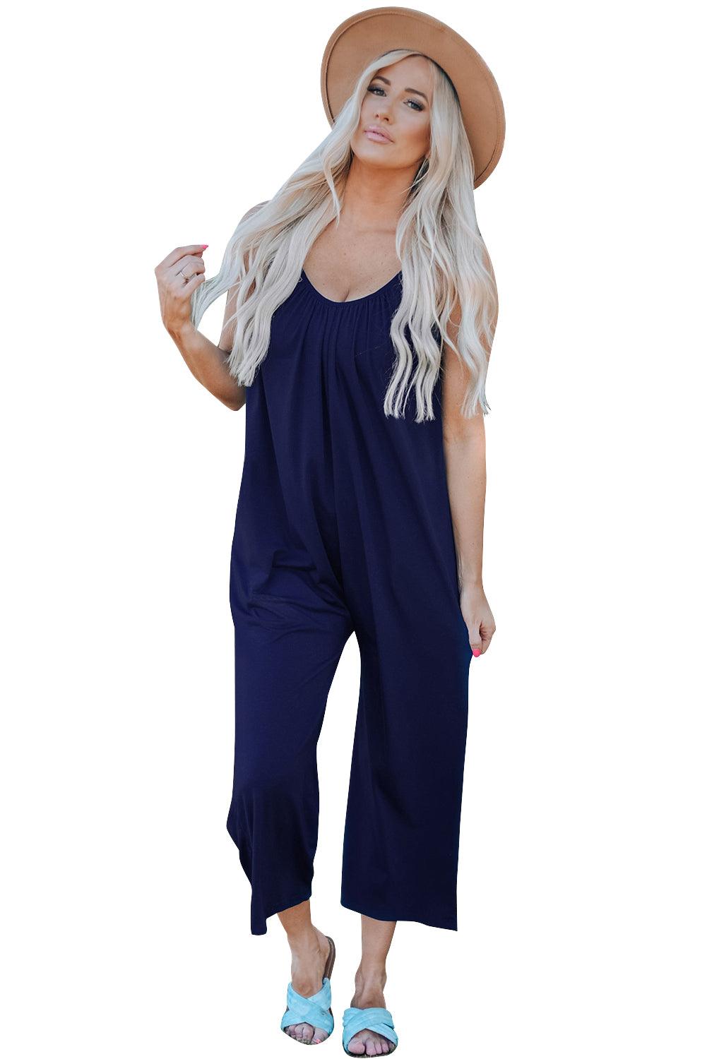 Spaghetti Straps Wide Leg Pocketed Jumpsuits - L & M Kee, LLC