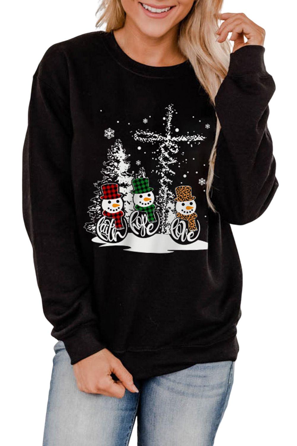 Merry Christmas Graphic Print Long Sleeve Sweatshirt - L & M Kee, LLC