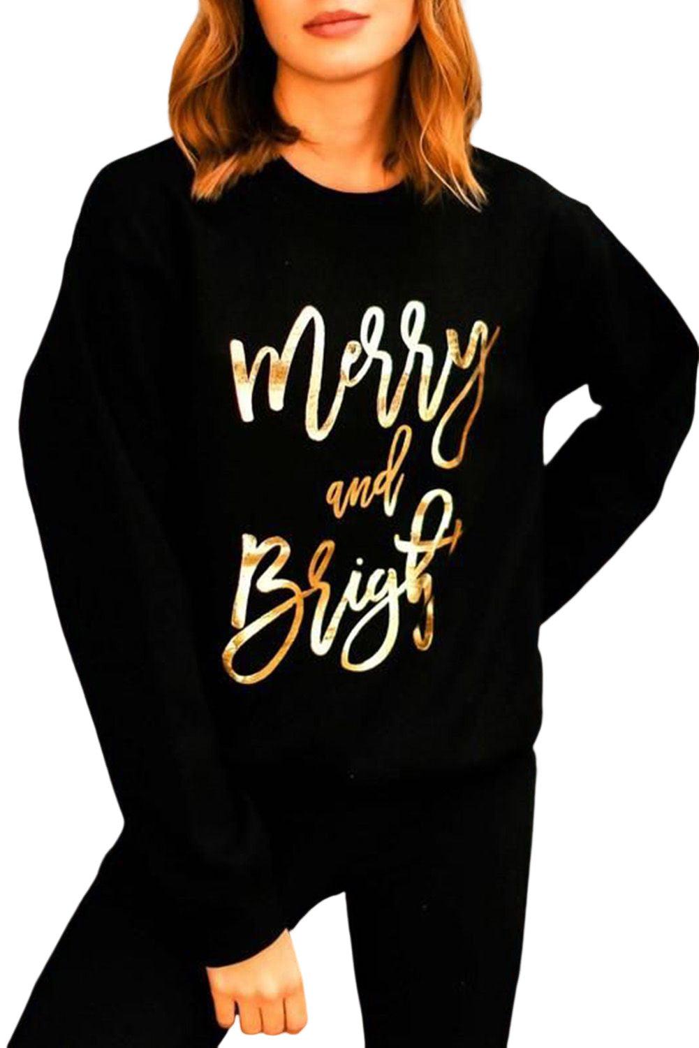 Merry Christmas Graphic Print Long Sleeve Sweatshirt - L & M Kee, LLC