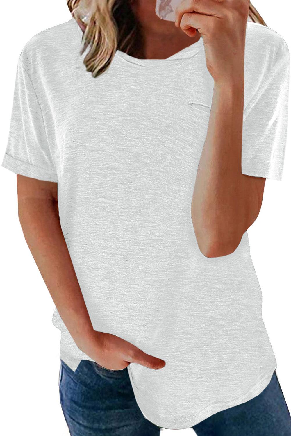 Solid Color Rolled Short Sleeve T Shirt - L & M Kee, LLC