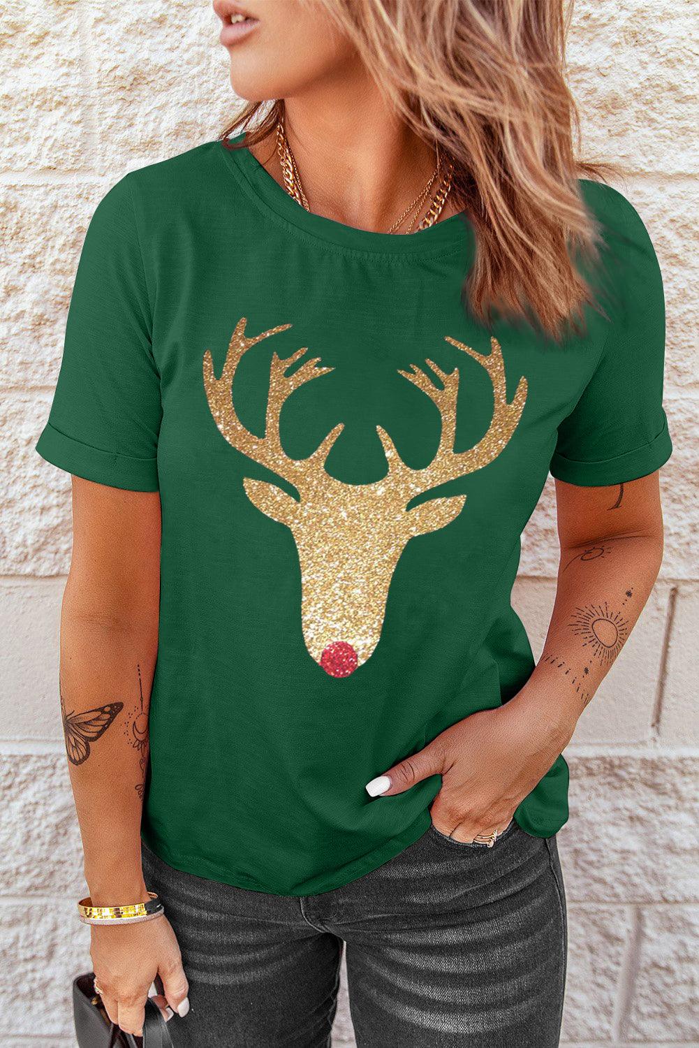 Merry Christmas Trees Graphic Print Short Sleeve T Shirt - L & M Kee, LLC