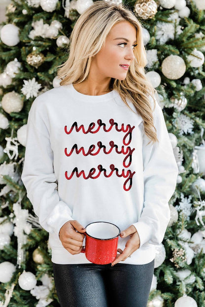 Merry Christmas Graphic Print Long Sleeve Sweatshirt - L & M Kee, LLC