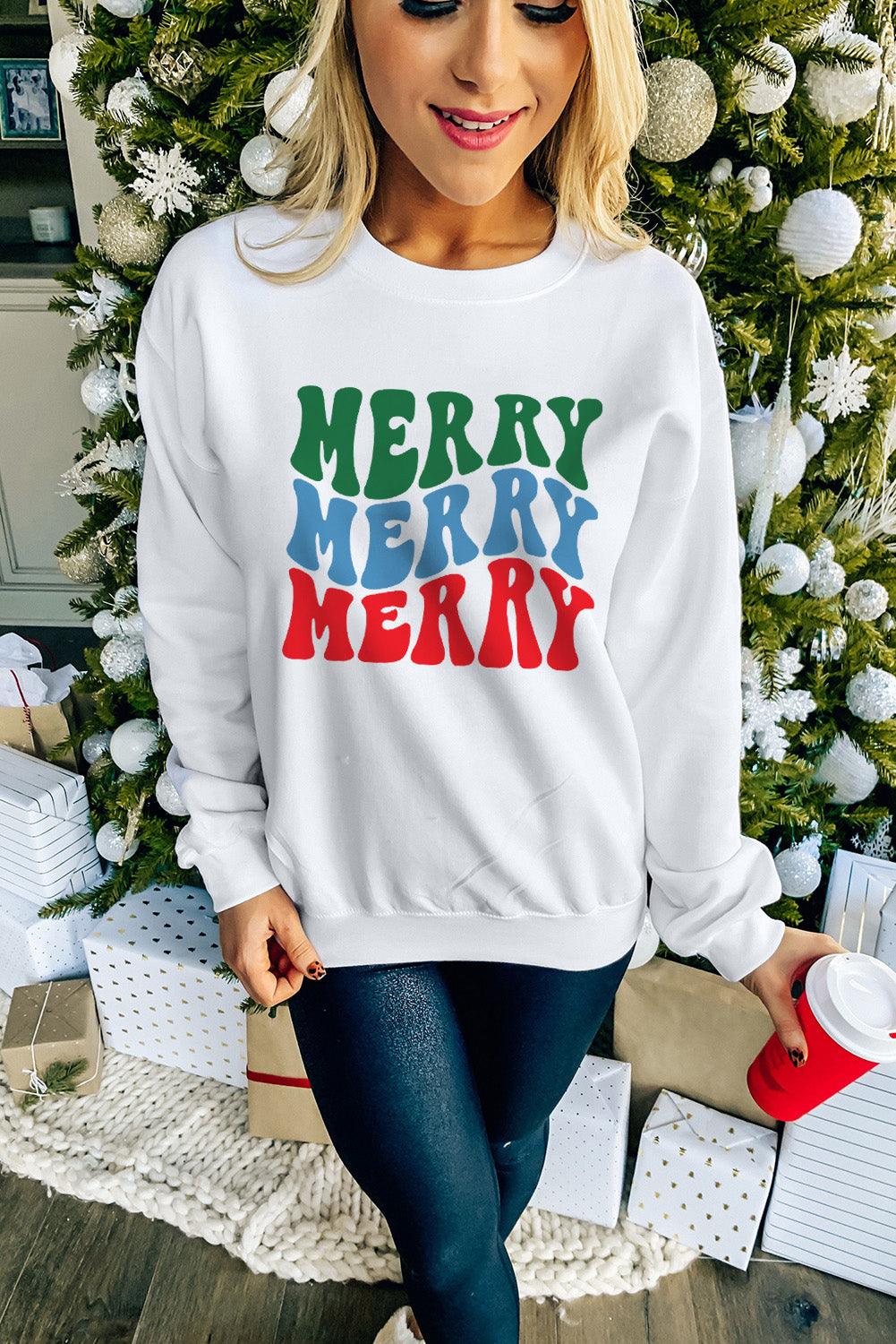 MERRY and BRIGHT Leopard Print Pullover Sweatshirt - L & M Kee, LLC