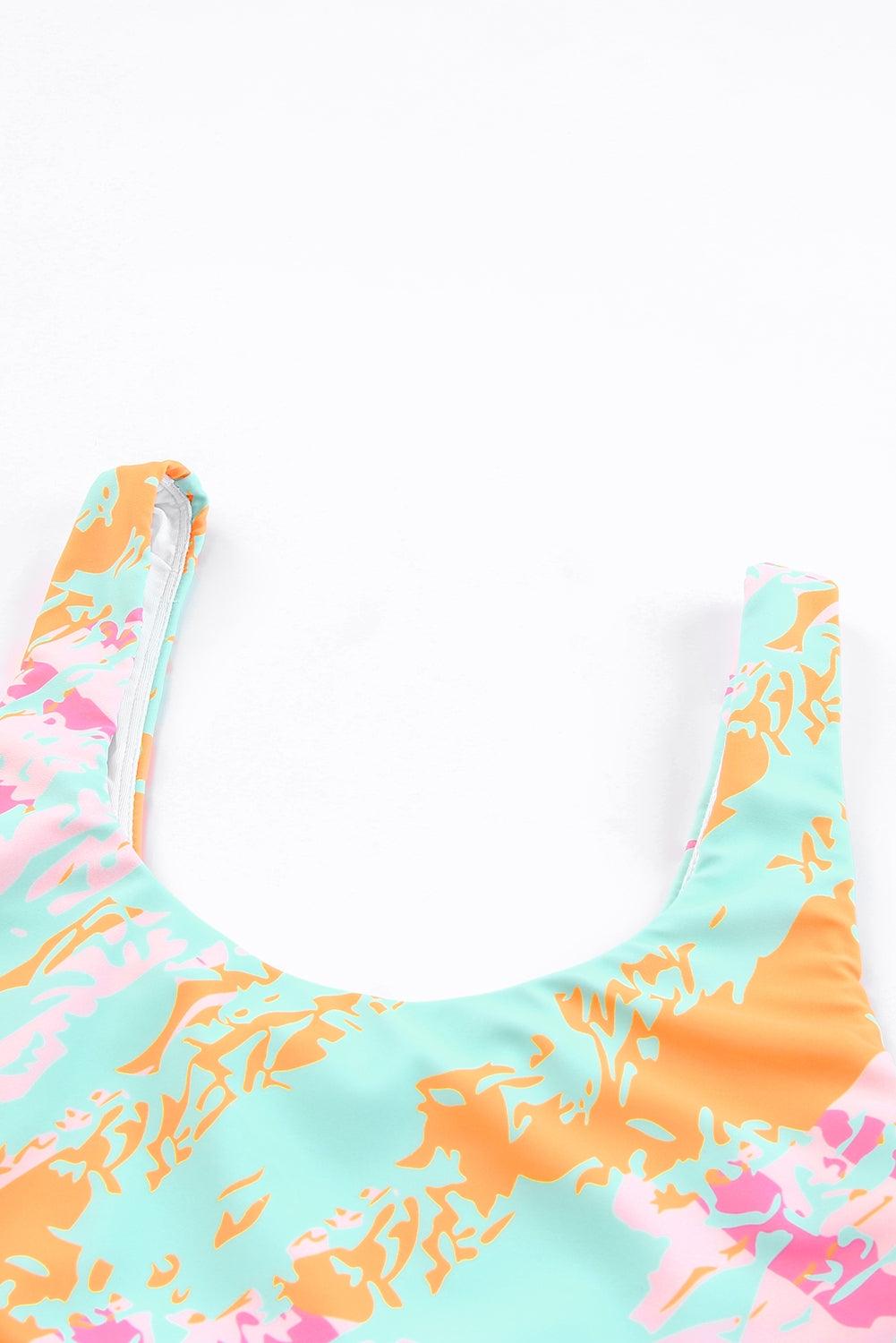Abstract Waves Print High Waist Bikini Swimsuit - L & M Kee, LLC