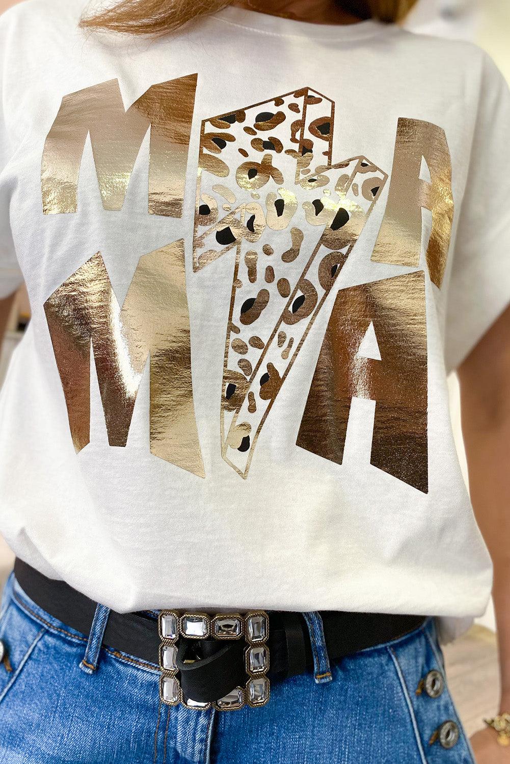 Glitter MAMA Leopard Lightning Graphic Tee - L & M Kee, LLC