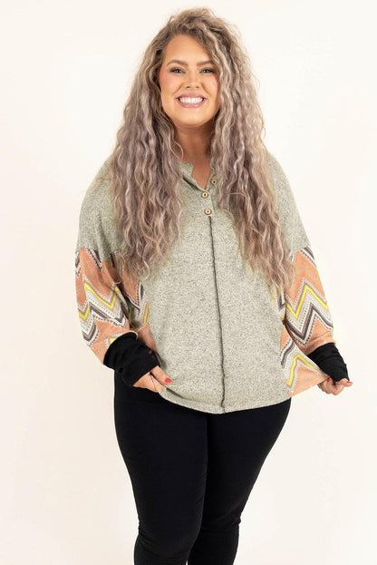 Plus Size Chevron Sleeves Top - L & M Kee, LLC