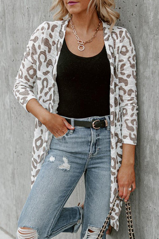 Open Front Leopard Print Cardigan - L & M Kee, LLC