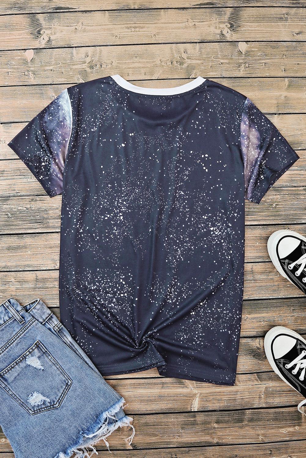 Tie Dye Bleached Print Short Sleeve Crewneck Top - L & M Kee, LLC