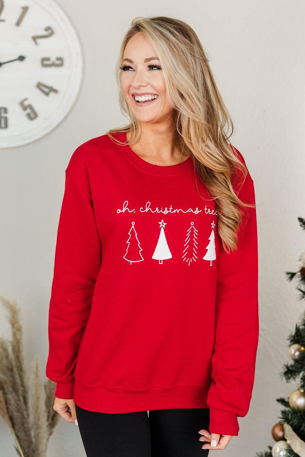 Merry Christmas Graphic Print Long Sleeve Sweatshirt - L & M Kee, LLC