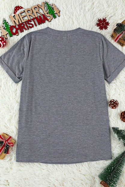 Merry Christmas Trees Graphic Print Short Sleeve T Shirt - L & M Kee, LLC