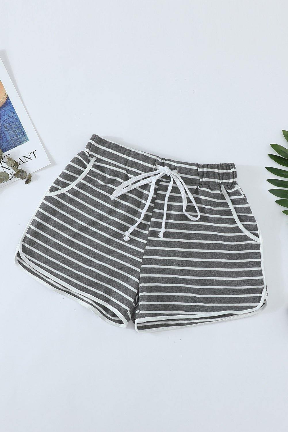 Disconnect Striped Cotton Blend Pocketed Shorts - L & M Kee, LLC