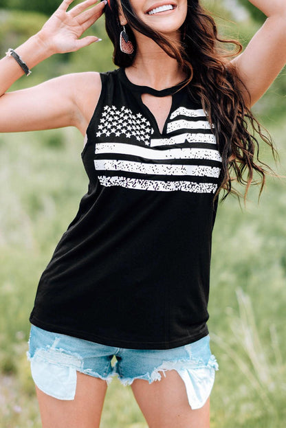 Cutout American Flag Print Tank Top - L & M Kee, LLC