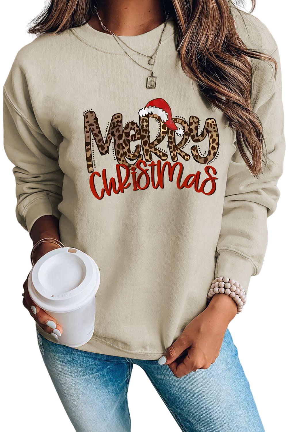 Merry Christmas Graphic Print Long Sleeve Sweatshirt - L & M Kee, LLC