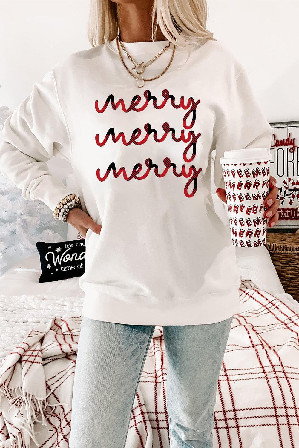 Merry Christmas Graphic Print Long Sleeve Sweatshirt - L & M Kee, LLC