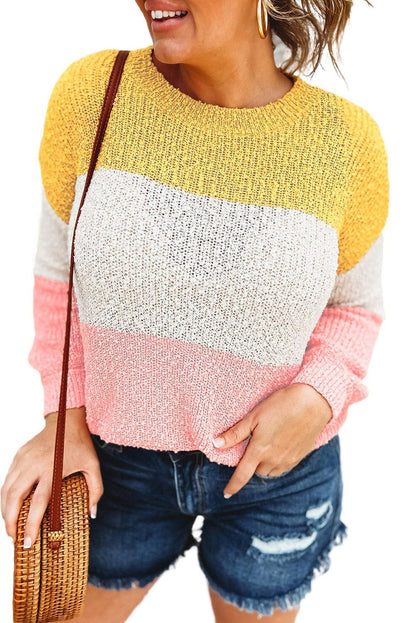 Colorblock Bubble Sleeve Plus Size Sweater - L & M Kee, LLC