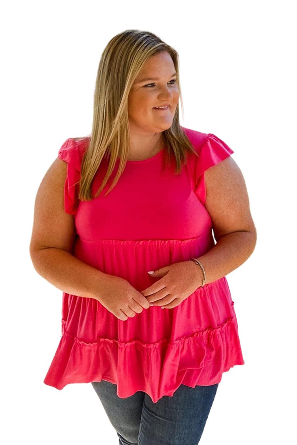 Layered Ruffle Plus Size Tank Top - L & M Kee, LLC