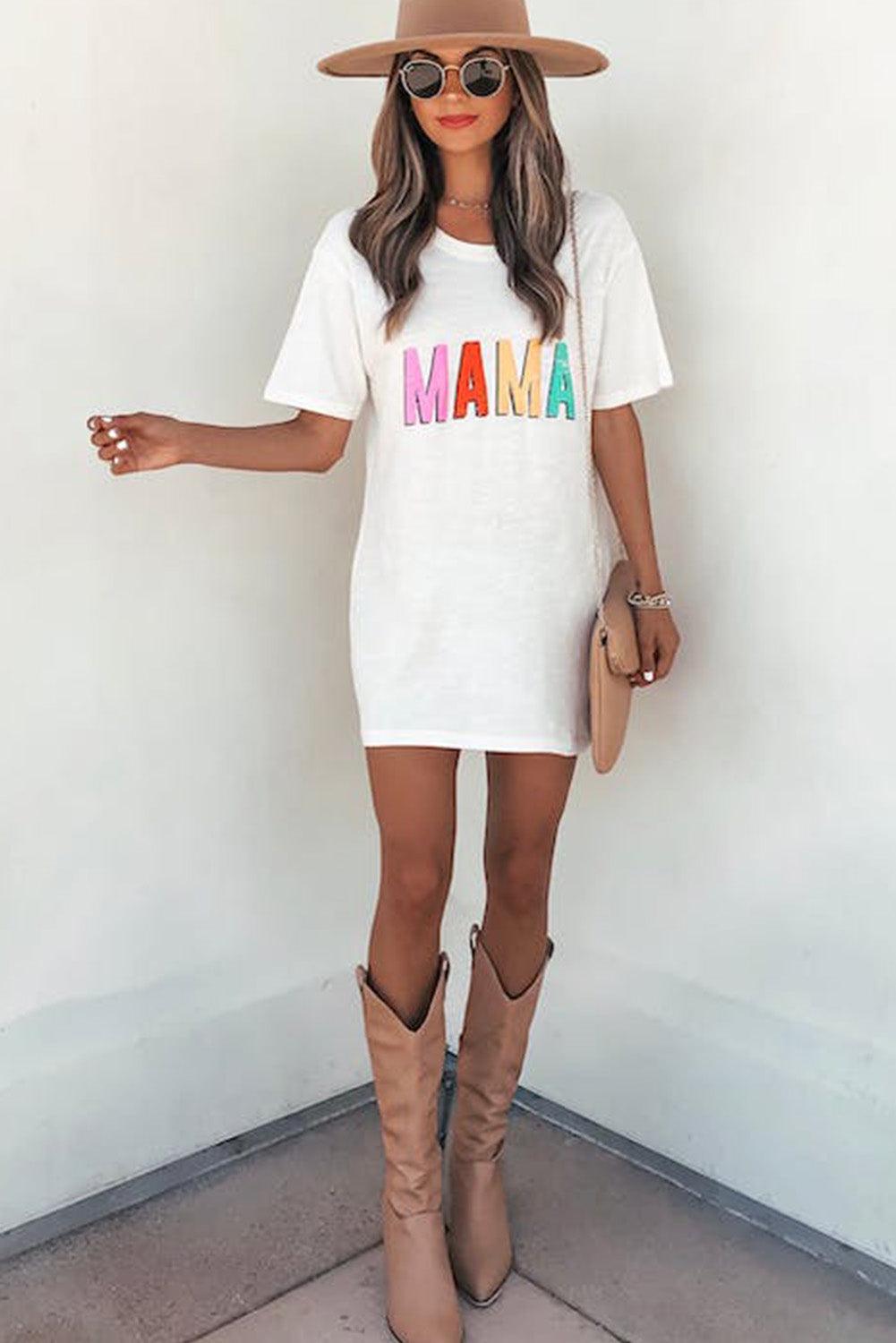 MAMA Letter Print Round Neck Short Sleeve T Shirt - L & M Kee, LLC