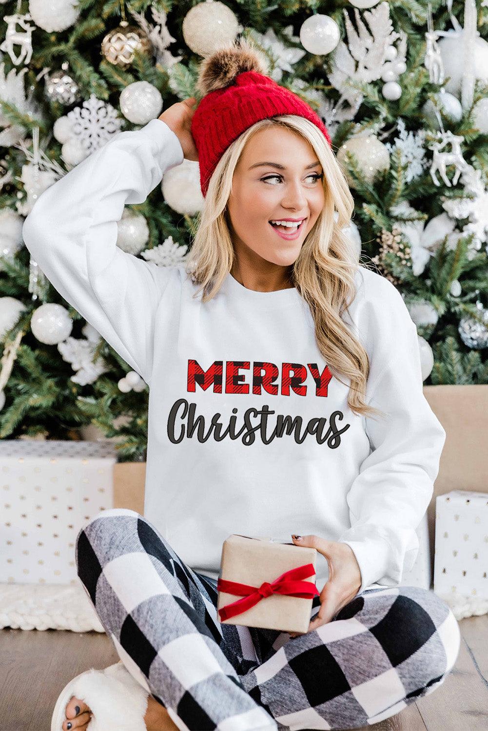 MERRY and BRIGHT Leopard Print Pullover Sweatshirt - L & M Kee, LLC