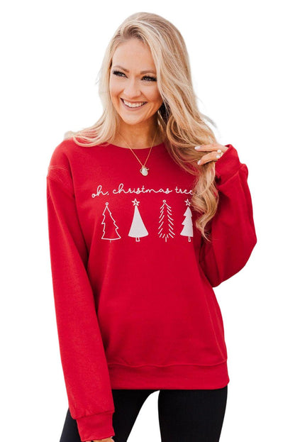 Merry Christmas Graphic Print Long Sleeve Sweatshirt - L & M Kee, LLC