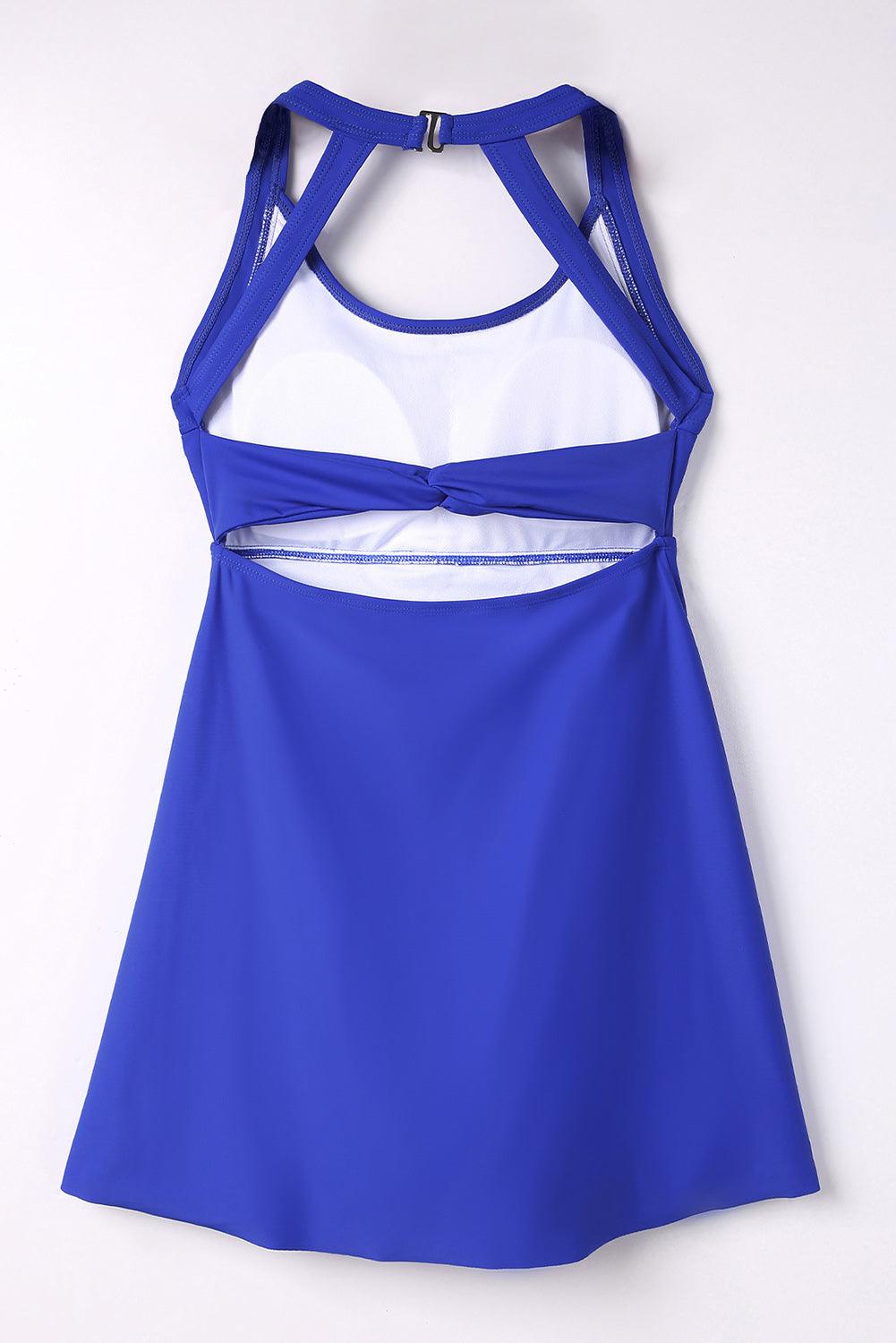 Strappy Halterneck Skirt Style One Piece Swimsuit - L & M Kee, LLC